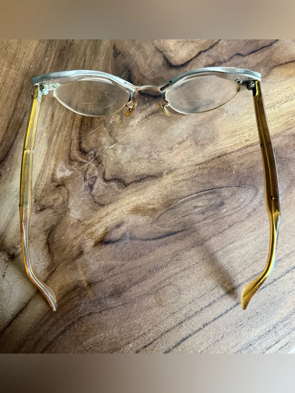 Vintage 12K Gold Fill Cat Eye Eyeglasses Etched Detail 1950s